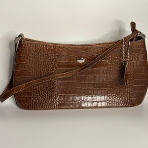 I Santi genuine leather from Italy Brown Crocodile-Embossed Shoulder bag